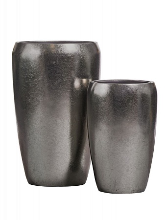 Кашпо TREEZ Effectory Metal Высокий округлый конус Стальное серебро в-68 см, д-43 см