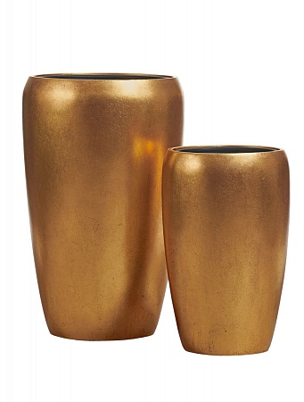 Кашпо TREEZ Effectory Metal Высокий округлый конус Сусальное золото в-68 см, д-43 см