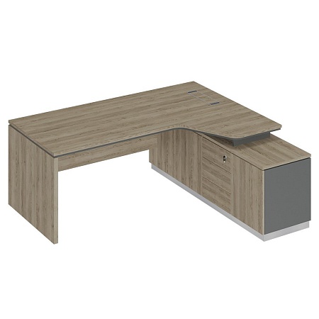 Стол руководителя эргономичный (опора ДСП) на опорной тумбе правый СИ 120