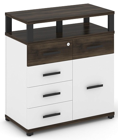 Тумба приставная широкая 5 ящиков + 1 распашной фасад. С надставкой широкой. CN.TSP-018 B/W