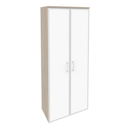 Шкаф высокий широкий (2 высоких фасада стекло лакобель в раме) O.ST-1.10Rwhite