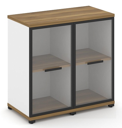 Шкаф две узкие секции, 2 ниши (2 фасада стекло прозрачное в раме, 2 ниши) CN.STU-223 RP B/W