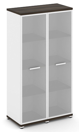 Шкаф две узкие секции, 4 ниши (2 фасада стекло белое матовое в раме, 4 ниши) CN.STU-426 RM B/W