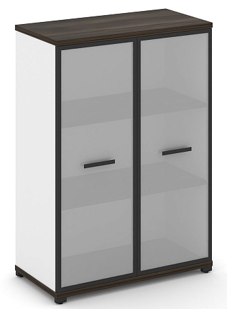 Шкаф две широкие секции, 3 ниши (2 фасада стекло белое матовое в раме, 3 ниши) CN.STS-316 RM B/W