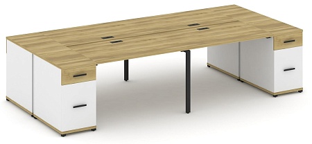 Рабочая станция на 4 места с двумя опорными тумбами CN.DRS-430 B/W