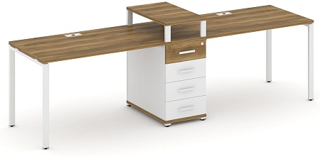 Рабочая станция на 2 места с одной опорной тумбой CN.ORS-418 B/W