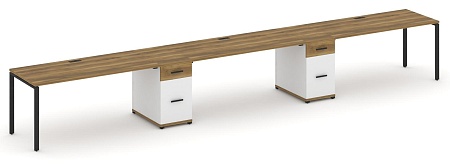 Рабочая станция на 3 места с двумя опорными тумбами CN.ORS-440 B/W