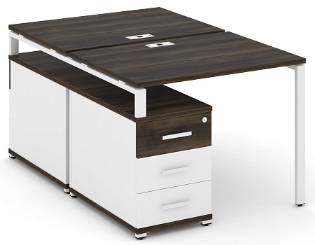 Рабочая станция на 2 места с двухсторонней опорной тумбой CN.DRS-301 B/W