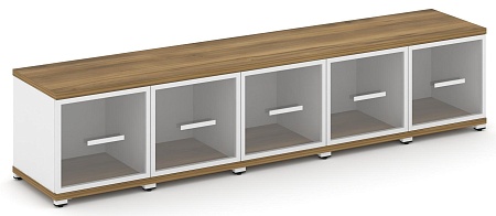 Шкаф пять узких секций, 1 ниша (5 фасадов стекло прозрачное в раме, 1 ниша) CN.STU-153 RP B/W