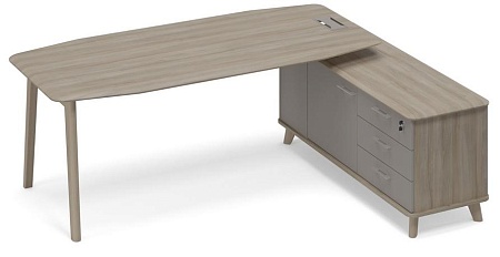 Стол руководителя на опорной тумбе (тип 2) WOOD правый  ТМ В2 112