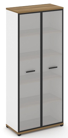 Шкаф одна широкая секция, 5 ниш (2 фасада стекло белое матовое в раме, 5 ниш) CN.STS-518 RM B/W