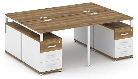 Рабочая станция на 4 места с двумя двухсторонними опорными тумбами CN.DRS-325 B/W