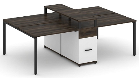 Рабочая станция на 6 мест с четыремя опорными тумбами CN.DRS-437 B/W
