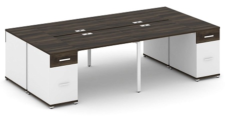 Рабочая станция на 4 места с двумя опорными тумбами CN.DRS-429 B/W