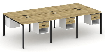 Рабочая станция двухсторонняя с подвесными тумбами на 6 мест CN.DRS-157 B/W