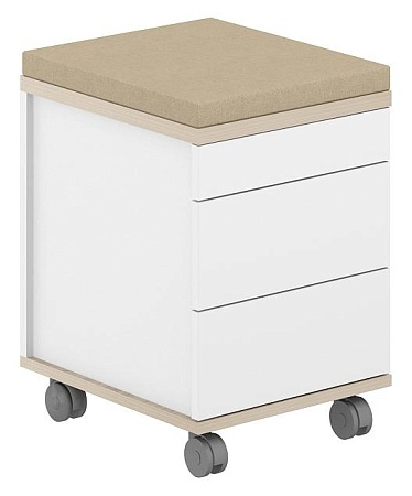 Тумба мобильная 2 ящ. ЛДСП + лот.ящ. + подушка-бежевый AG.273.WH.WH.WH