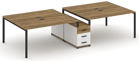 Рабочая станция на 4 места с двухсторонней опорной тумбой CN.DRS-312 B/W