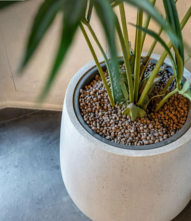 Кашпо TREEZ Effectory Beton Design-Чаша Тёмно-серый бетон в-50 см, д-49 см