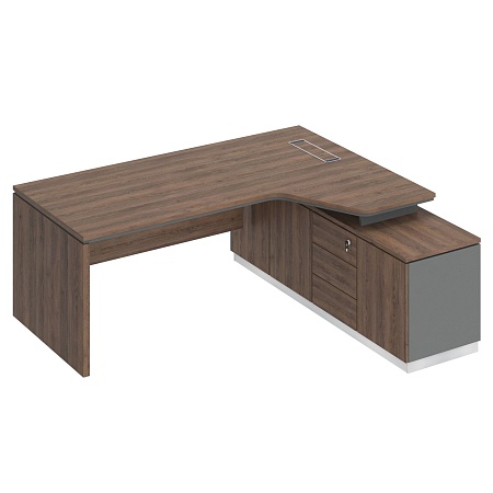 Стол руководителя эргономичный (опора ДСП) на опорной тумбе правый СИ 118