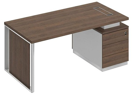 Стол руководителя на опорной тумбе с декоративной вставкой правый БР 109R