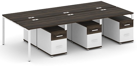 Рабочая станция на 6 мест с тремя двухсторонними опорными тумбами CN.DRS-353 B/W