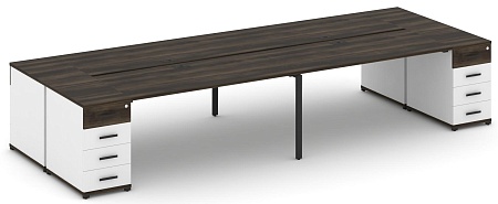 Рабочая станция на 4 места с двумя опорными тумбами CN.DRS-428 B/W