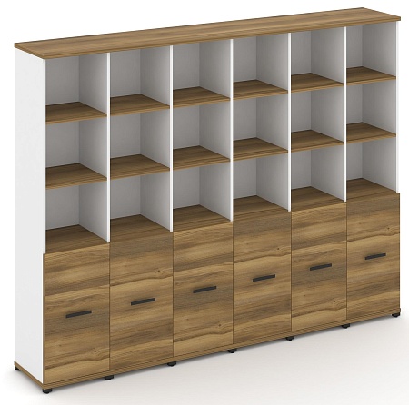 Шкаф шесть узких секций, 5 ниш (6 фасадов ЛДСП, 2 ниши) CN.STU-561 B/W