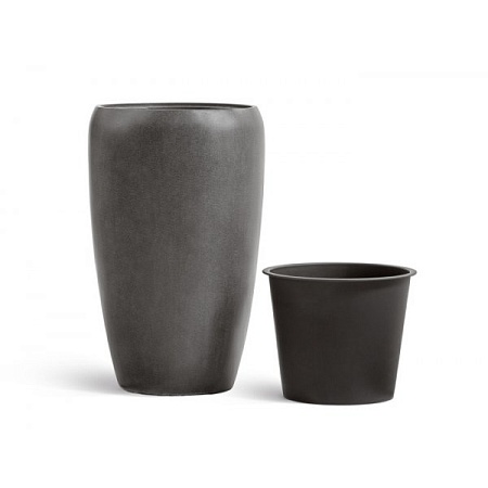 Кашпо TREEZ Effectory Beton Высокий округлый конус Тёмно-серый бетон в-51 см, д-32 см