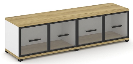 Шкаф две широкие секции, 1 ниша (4 фасада стекло прозрачное в раме, 1 ниша) CN.STS-123 RP B/W