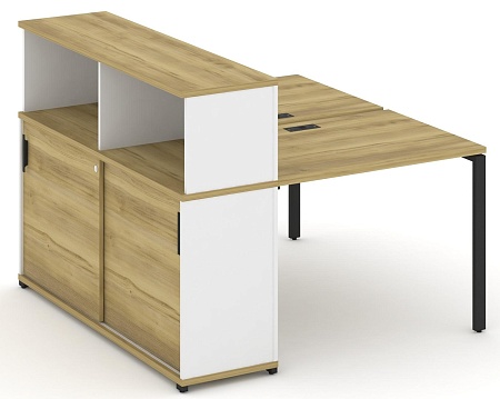 Рабочая станция с опорным шкафом купе с надставкой низкой CN.DRS-237 B/W
