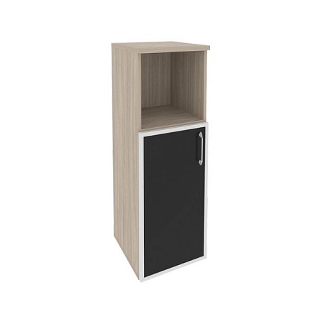 Шкаф средний узкий левый (1 низкий фасад стекло лакобель в раме) O.SU-2.2R(L)black