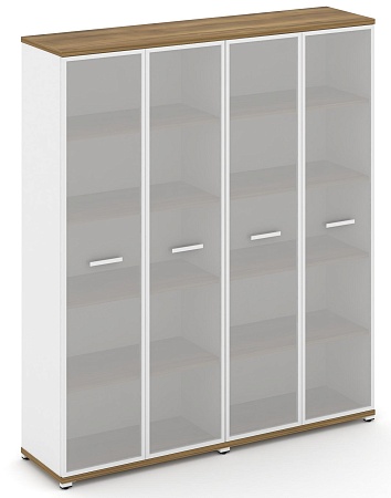 Шкаф две широкие секции, 5 ниш (4 фасада стекло белое матовое в раме, 5 ниш) CN.STS-528 RM B/W
