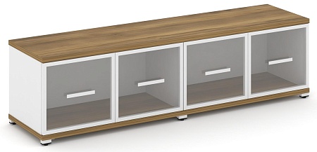 Шкаф две широкие секции, 1 ниша (4 фасада стекло прозрачное в раме, 1 ниша) CN.STS-123 RP B/W