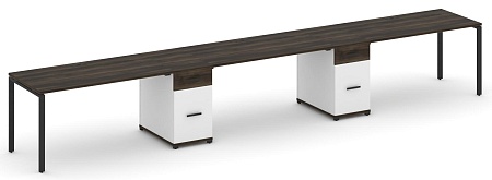 Рабочая станция на 3 места с двумя опорными тумбами CN.ORS-439 B/W