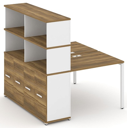 Рабочая станция с опорным распашным шкафом с надставкой высокой CN.DRS-229 B/W