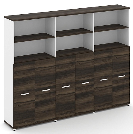 Шкаф три широкие секции, 5 ниш (6 фасадов ЛДСП, 3 ниши) CN.STS-534 B/W