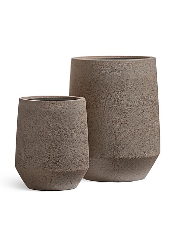 Кашпо TREEZ Ergo Hard Rock Высокая трапециевидная чаша Песок серый беж д-53, в-68 см