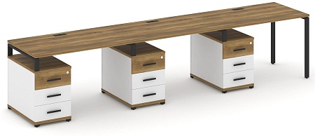 Рабочая станция на 3 места с тремя опорными тумбами CN.ORS-342 B/W