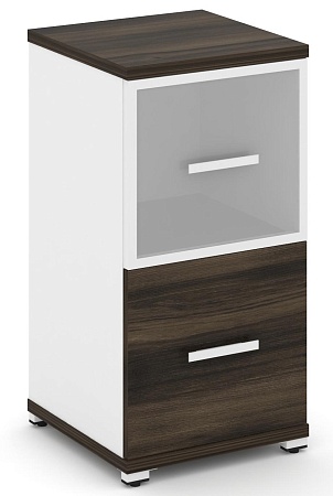 Шкаф одна узкая секция, 2 ниши (фасад ЛДСП, 1 ниша + фасад стекло белое матовое в раме, 1 ниша) CN.STU-212 RM B/W