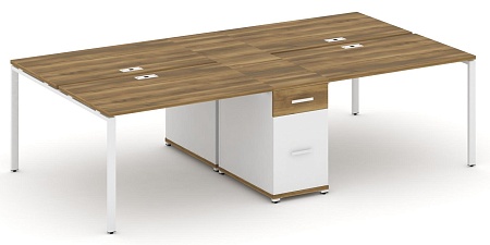 Рабочая станция на 4 места с двумя опорными тумбами CN.DRS-422 B/W