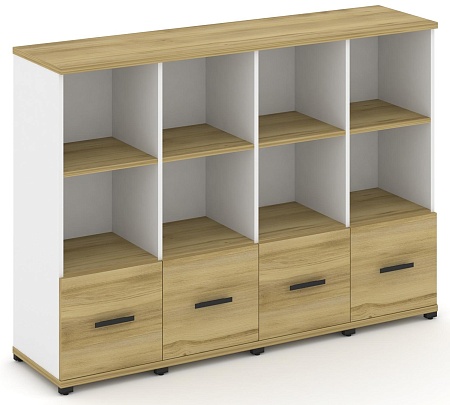 Шкаф четыре узкие секции, 3 ниши (4 фасада ЛДСП, 1 ниша) CN.STU-341 B/W