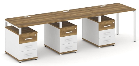 Рабочая станция на 3 места с тремя опорными тумбами CN.ORS-341 B/W