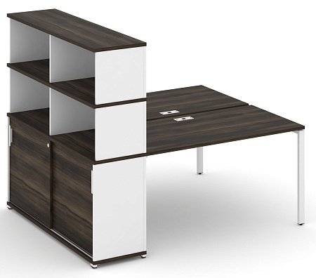 Рабочая станция с опорным шкафом купе с надставкой высокой CN.DRS-243 B/W