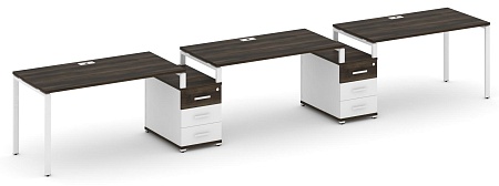 Рабочая станция на 3 места с двумя опорными тумбами CN.ORS-327 B/W
