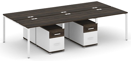 Рабочая станция на 6 мест с двумя двухсторонними опорными тумбами CN.DRS-345 B/W