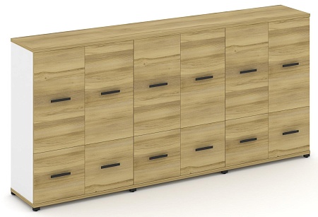 Шкаф три широкие секции, 3 ниши (6 фасадов ЛДСП, 1 ниша + 6 фасадов ЛДСП, 2 ниши) CN.STS-332 B/W