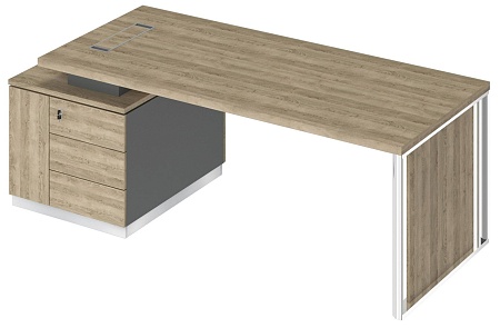 Стол руководителя на опорной тумбе с декоративной вставкой левый БР 112L