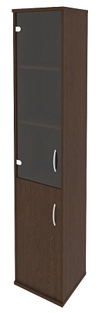 Шкаф высокий узкий левый (1 низкая дверь ЛДСП, 1 средняя дверь стекло) А.СУ-1.2 (L)