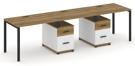 Рабочая станция на 3 места с двумя опорными тумбами CN.ORS-337 B/W
