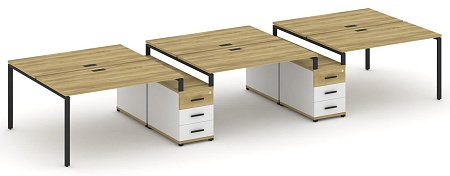 Рабочая станция на 6 мест с двумя двухсторонними опорными тумбами CN.DRS-335 B/W
